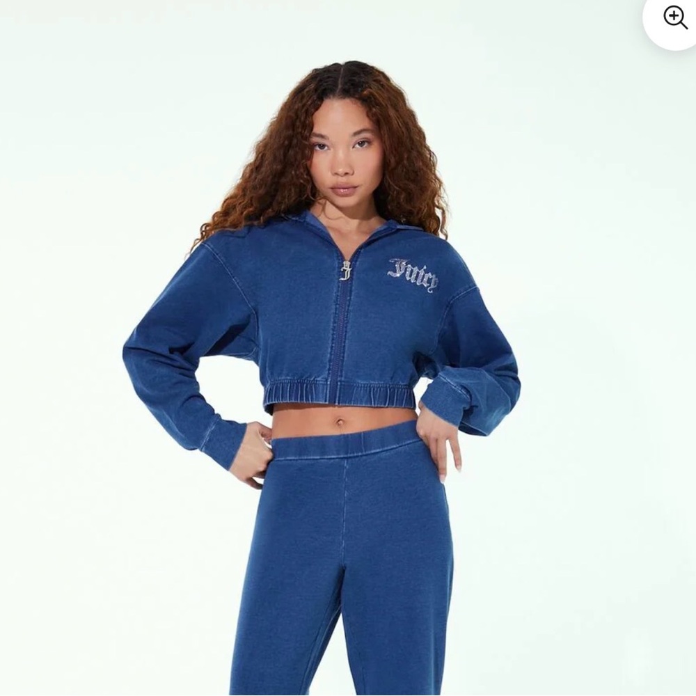 JUICY COUTURE ZIP-UP DENIM HOODIE Small NWT